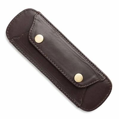Abbildung von LEABAGS Leder Schulterpolster 18 x 6 cm I Taschen Anti Rutsch Stopp Funktion Echtleder Gurtpolster mit Druckknöpfen Schultergurt Polster Schulterriemen Choco