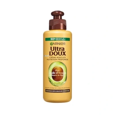 Abbildung von Garnier Ultra Doux mit Avocadoöl und Sheabutter Pflegecreme ohne Ausspülen, gelocktes bis lockiges Haar, 200 ml