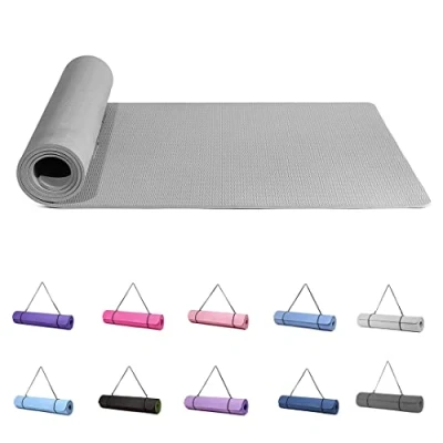 Abbildung von Good Nite Yogamatten Für Frauen Rutschfeste Strukturierte Oberflächen Gymnastikmatte Yoga Matte Dick 6 mm Mit Tragegurt Tpe Übungsmatte Pilates Gymnastik (183X61cm) (Grau)