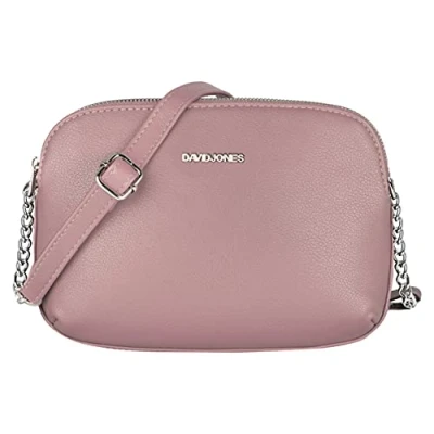 Abbildung von David Jones Damen Mittelgroße Umhängetasche Viele Fächer Frau Kleine Schultertasche Zip Reißverschluss PU Leder Multi Taschen Handtasche Messenger Crossbody Bag Handy Praktisch Mode Rosa