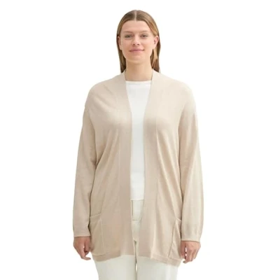 Abbildung von TOM Tailor MIT Taschen Strickjacke, Damen, Größe: 50, Dusty beige melange