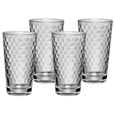 Abbildung von WMF CoffeeTime Longdrinkgläser Set 4 teilig, Gläser 275ml mit Wabenmuster, Latte Macchiato, Cocktail, hitzebeständiges Kristallglas, spülmaschinengeeignet