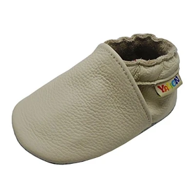 Abbildung von YALION Baby Weicher Leder Lauflernschuhe Krabbelschuhe Babyschuhe Babyhausschuhe(Beige,EU 25/26=XXL)
