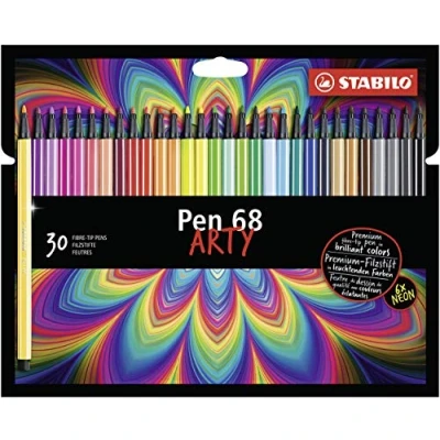 Abbildung von STABILO Premium Filzstift Pen 68 ARTY 30er Pack mit 30 verschiedenen Farben