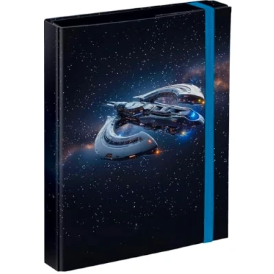 Abbildung von Baagl Heftbox für Schulranzen Heftmappe A5 Kinder mit Gummiband und Innenklappen Sammelmappe, Sammelbox Gummizug Jungen (Spaceship)