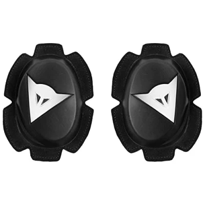 Abbildung von Dainese Pista Knee Slider, Polyurethan Motorradknie, Motorrad Knieschoner, Gleichmäßiger Kontakt mit Piste und Asphalt, Schieber Klettverschluss, Schwarz/Weiß