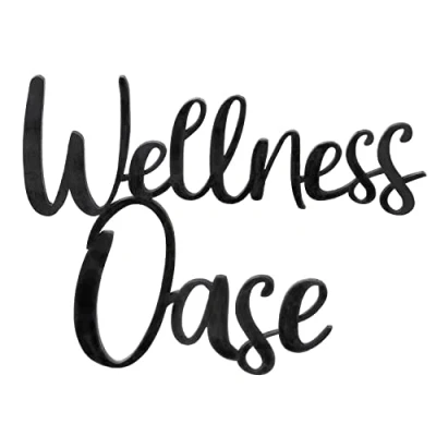 Abbildung von Logbuch Verlag Holzschild Wellness Oase schwarz Türschild Wand Schild Deko für Sauna Spa Bereich 25 cm