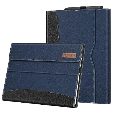 Abbildung von Fintie Hülle für Microsoft Surface Pro 11 / 10 9 13 Zoll Multi Sichtwinkel Kunstleder Tasche Schutzhülle mit Dokumentschlitze Stift Halter, Type Cover Kompatibel, Marineblau