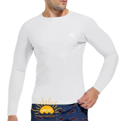 Abbildung von MEETWEE Herren Rash Guard Vest Männer Langarm/Kurzarm UV Schutz T Shirt Tops UPF 50+ Schnelltrocknend für Schwimmen Surfen Wassersport
