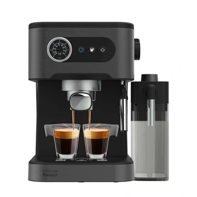 Abbildung von Cecotec Espressomaschine für Espresso und Cappuccino Power 20 Pro Latte, Bar, Dampfdüse, Display mit Tasten, 1,5L Wassertank, 550ml Milchtank