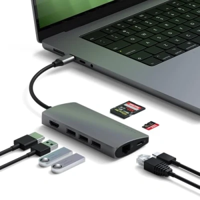 Abbildung von Satechi USB C Multi Port Adapter 4K Ethernet V2 space grey ✅ ST TCMA2M