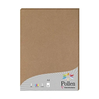 Abbildung von Clairefontaine 29205C Packung mit 25 Blatt Pollen, DIN A4, 210 x 297 mm, 200g, Kraft Natur