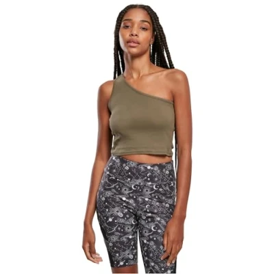 Abbildung von Urban Classics Cropped Asymmetric Top, Damen, Größe: Small, Khaki
