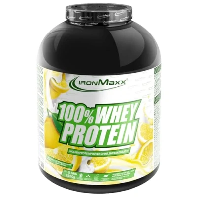 Abbildung von IronMaxx 100% Whey Protein Pulver Lemon Joghurt 2,35kg Dose zuckerreduziertes, wasserlösliches Eiweißpulver aus Molkenprotein viele verschiedene Geschmacksrichtungen