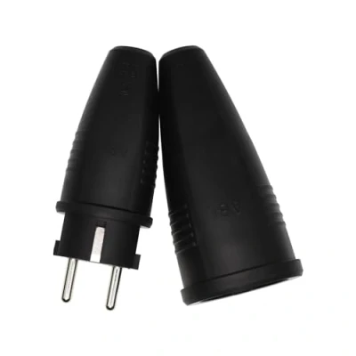 Abbildung von ABL Gummi Schuko Stecker und Schutzkontakt Kupplung 230V Stromstecker für Verlängerungskabel
