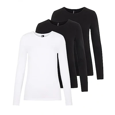 Abbildung von PIECES Damen PCSIRENE LS Tee 3 PACK NOOS CP, Bright White/3 White BLAC, M