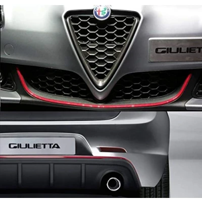 Abbildung von Quattroerre 19962 Profil Rot Aufkleber für Stoßstange Full vorne + hinten Alfa Giulietta