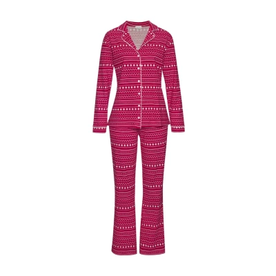 Abbildung von Lascana DOG Classic SET Nachtwäsche Set, Damen, Größe: 44/46, Rot gemustert