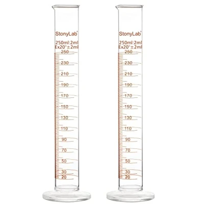 Abbildung von StonyLab 2er Pack 250 ml Borosilikatglas Labor Zylinder Messzylinder, Glass Cylinder