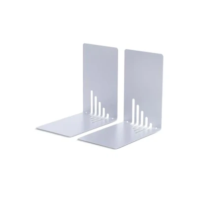 Abbildung von MAUL Buchstütze aus Metall (2er Pack) 14x8,5x14cm Bücherhalter, Organzier für Kinder, Bücher, Büro, Regal Bücherstütze möbelschonend stabilem Stilvoller Buchhalter Silber