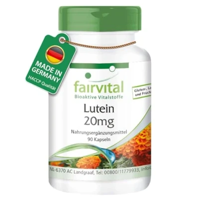 Abbildung von Fairvital Lutein 20mg + Zeaxanthin 90 Kapseln Hochdosiert &amp; mikroverkapselt VEGAN ohne Magnesiumstearat