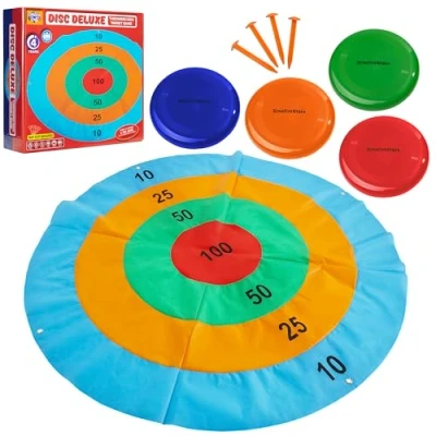 Abbildung von KreativeKraft Disc Wurfspiel Kinder, Große Zielmatte, 4 Frisbee Scheibe Outdoor Spiele für Kinder