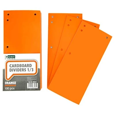 Abbildung von D.RECT 100er Pack Karton Trennstreifen. 11x24cm Trennlaschen Trennblätter Ordner Register 160g/m² Orange, 009447