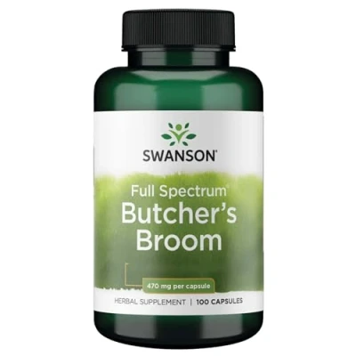 Abbildung von Swanson, Full Spectrum Butcher&#039;s Broom (Mäusedorn), 470mg, 100 Kapseln, Laborgeprüft, Sojafrei, Glutenfrei, Ohne Gentechnik