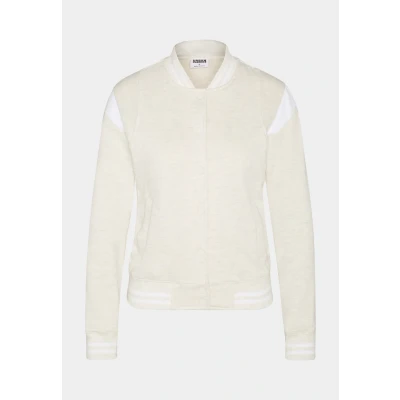Abbildung von Urban Classics Ladies Inset College Jacket Sweatjacke, Damen, Größe: 3XL, Lightgrey/white