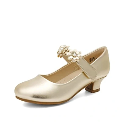 Abbildung von DREAM PAIRS Mädchen Mary Jane Strap Flache Schuhe Ballerinas Prinzessin Schulschuhe,Size 32,Gold,SDFL2317K