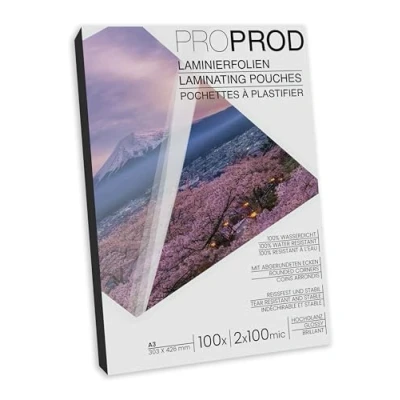 Abbildung von ProProd Premium Laminierfolien, 100 Stück, A3, 2 x Mikrometer (200mic), hochglanz, Die Verpackung kann variieren