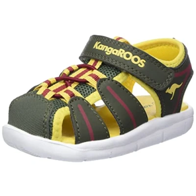 Abbildung von KangaROOS Jungen Unisex Kinder K grobi Sandale, Olive Sun Yellow, 21 EU