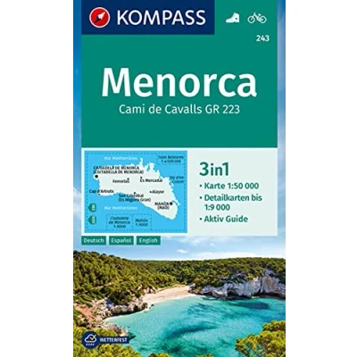 Abbildung von KOMPASS Wanderkarte 243 Menorca 1:50.000: 3in1 mit Aktiv Guide und Detailkarten bis 1:9000. Fahrradfahren.