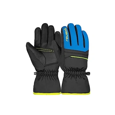 Abbildung von Reusch Unisex Jugend Kinder Handschuhe Alan Junior Warm, Winddicht, Extra Atmungsaktiv, 5, schwarz/blau/gelb