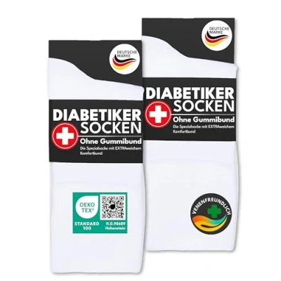 Abbildung von Diabetikersocken ohne Gummi &amp; Naht 97% Baumwolle (6 Paar) Diabetiker Socken mit Komfortbund für Damen Herren 39608 WP (Weiß 35 38)