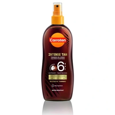 Abbildung von Carroten Intensive Tanning Oil LSF 6, 200 ml Bräunungsbeschleuniger mit Kokosnussduft Bräunungsöl Spray Sonnenschutz Sonnenöl für schnelle Bräune