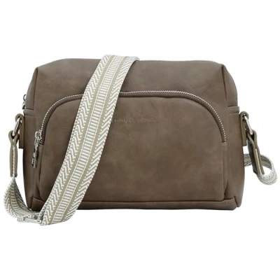 Abbildung von JENNIFER JONES Modische Damen Umhängetasche Crossbody Bag mit gewebtem Schultergurt Schwarz