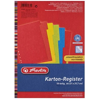 Abbildung von Herlitz 11078086 Register 10 teilig, A4, farbintensiver Manilakarton