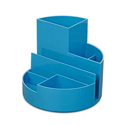 Abbildung von Maul Schreibtisch Organizer MAULrundbox Ø14x12,5cm mit 6 Fächern Stiftehalter für Stifte, Marker und Schere Stifte Büro Atlantic Blue