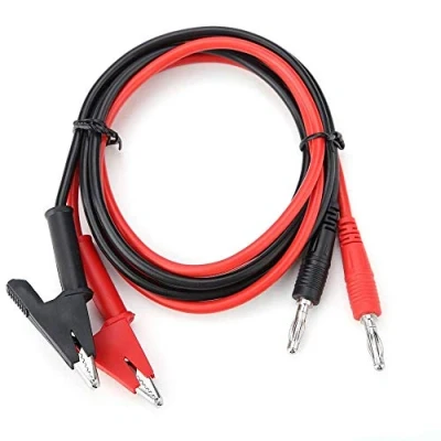 Abbildung von DollaTek 2Pcs 15A 4mm Bananenstecker auf Krokodilklemme Prüfspitze Kabel Rot + Schwarz
