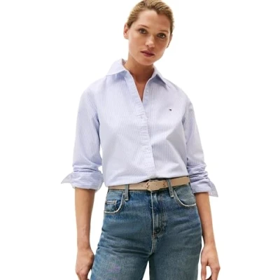 Abbildung von Tommy Hilfiger Oxford Relaxed FIT Shirt Hemdbluse, Damen, Größe: 40, Classic ithaca/mid blue