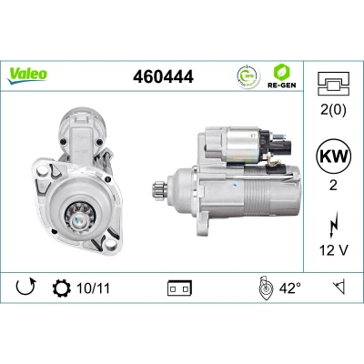 Abbildung von VALEO 460444 Anlasser 12 2 VOLKSWAGEN: Transporter 5, 5 Bus, Golf AUDI: A3 Hatchback, Sportback, SKODA: Superb II Estate