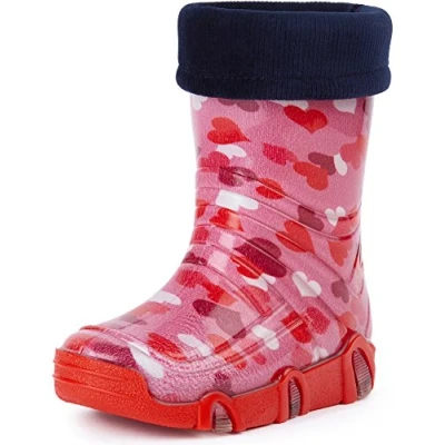 Abbildung von Ladeheid Kinder Mädchen Jungen Gummistiefel gefüttert Swk 05 (Blau Auto, 25/26 EU)