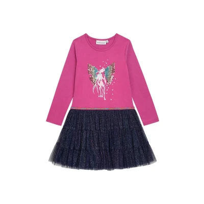 Abbildung von Danamade LINA Jerseykleid für Kinder, Größe: 128, Amaranth