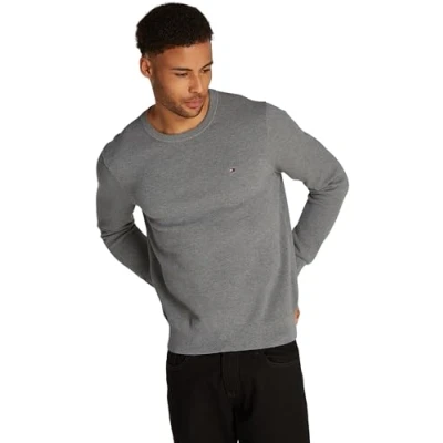 Abbildung von Tommy Hilfiger Herren Pullover Essential Structure Crew Neck Regular Fit, Grau (Medium Grey Heather), XXL