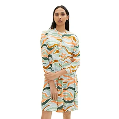Abbildung von TOM Tailor MIT ALLOVERBLUMENPRINT Freizeitkleid, Damen, Größe: 40, Colorful wavy design