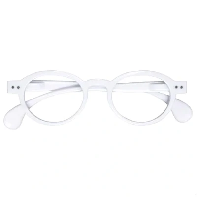 Abbildung von OPULIZE OCA Lesebrille Moderne Runde Retro Fassung Weiß Glänzend Herren Damen Federscharniere R54 W +2.50
