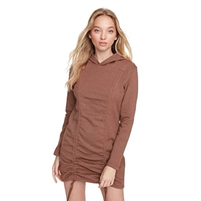 Abbildung von Trendyol Women&#039;s Woman Mini Standard Hood Knit Dress, Brown, M
