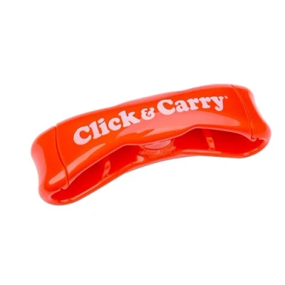 Abbildung von Click &amp; Carry Tragetasche für Lebensmittel, mit weich gepolstertem Griff, Rot Verwenden sie als freihändige Einkaufstasche, Plastiktütenhalter, Sportausrüstungsträger und mehr Klicken Tragen