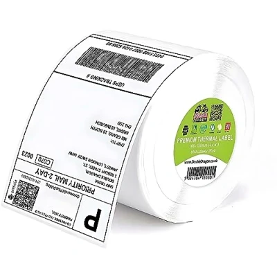 Abbildung von Double Dragon 100 x 150 mm (4&quot; 6&quot;) Premium beschichtetes Selbstklebe Direktthermoetikett für Zebra , MUNBYN Drucker [1 Rolle 500 Etiketten]